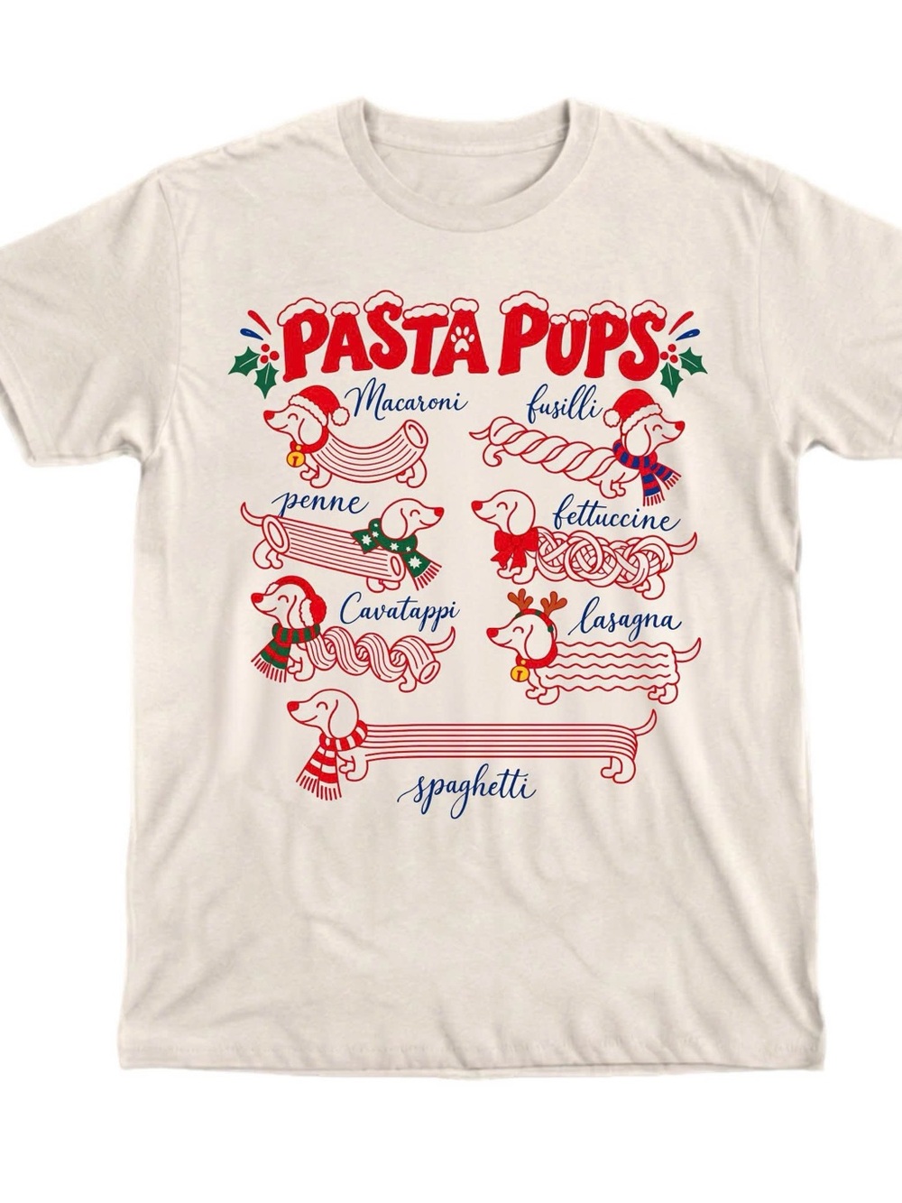 Merry Christmas Pasta Pups Funny Dachshund Shirt
